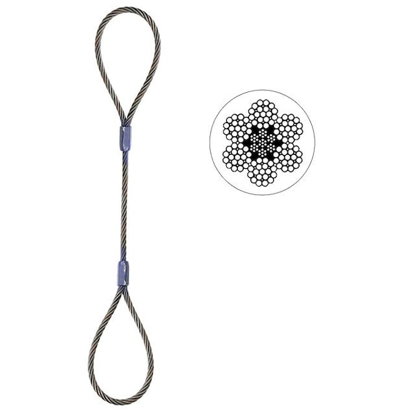 Us Cargo Control Wire Rope Sling - Single Leg - 7/8